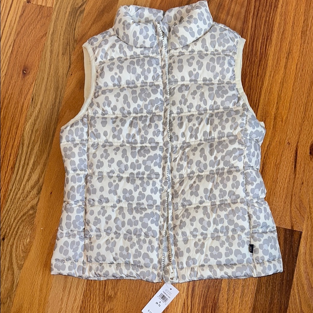 GAP Gray and White Kids Puffer Vest